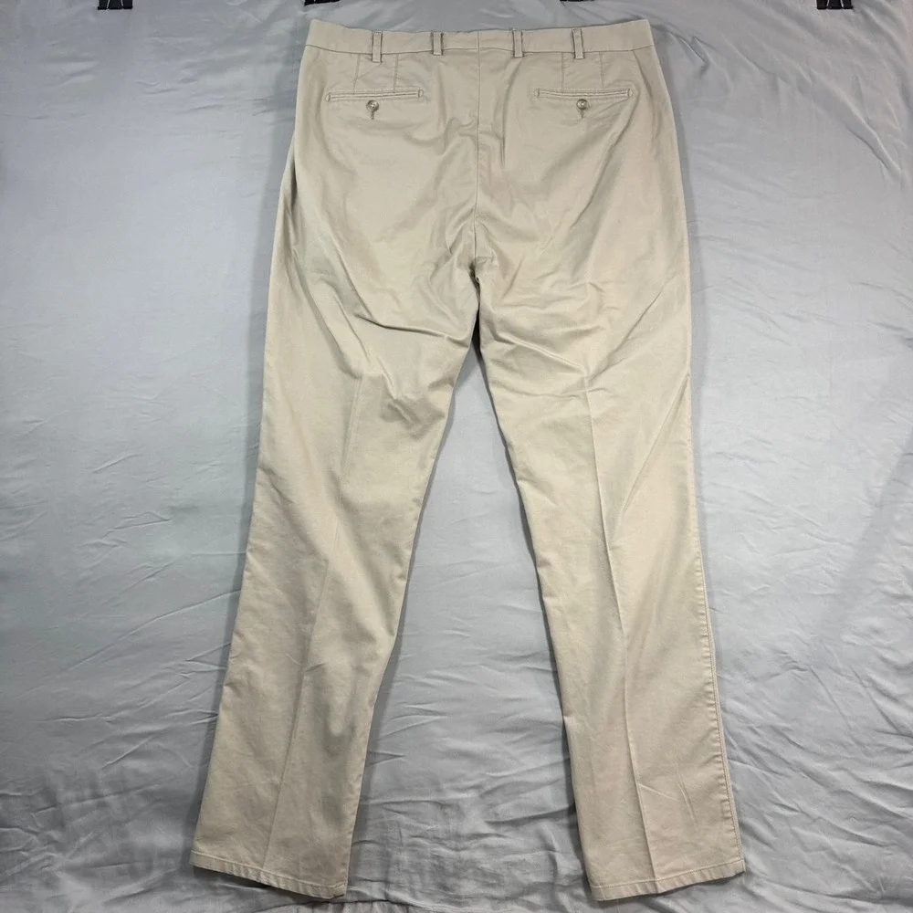 Peter Millar Crown Comfort Chino Pant Mens 38x33 Khaki Tan Flat Front Preppy